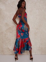 Thumbnail for your product : Chi Chi London Sleeveless Floral Print Midi Dress - Navy