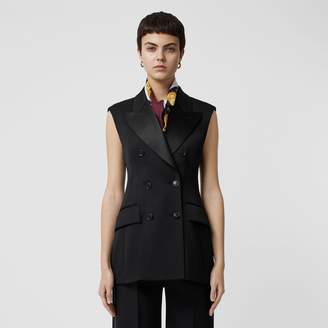 Burberry Sleeveless Stretch Wool Double-breasted Jacket