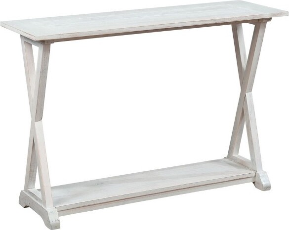 eHemco eHemcoX-FarmhouseConsoleTableSideTablewithStorageShelf,WhiteWash