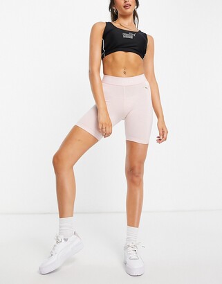 Puma Queen legging shorts with banding in pastel pink and gold