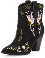Thumbnail for your product : Ash Jenny Embroidered Western Bootie, Black/Birds