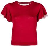Thumbnail for your product : RED Valentino lace sleeve T-shirt