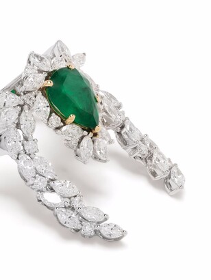 YEPREM 18kt White Gold, Emerald And Diamond Ring
