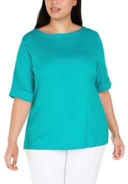 Karen Scott Plus Size Cotton T-Shirt, Created for Macy's