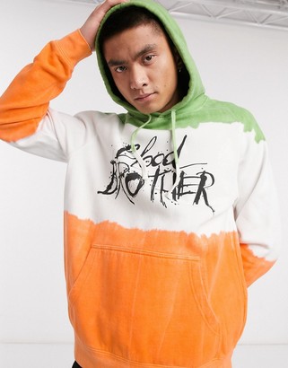 Blood Brother printed tie dye hoodie in khaki multi