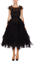 Thumbnail for your product : Marchesa Tulle Cap Sleeve Fit & Flare Cocktail Dress