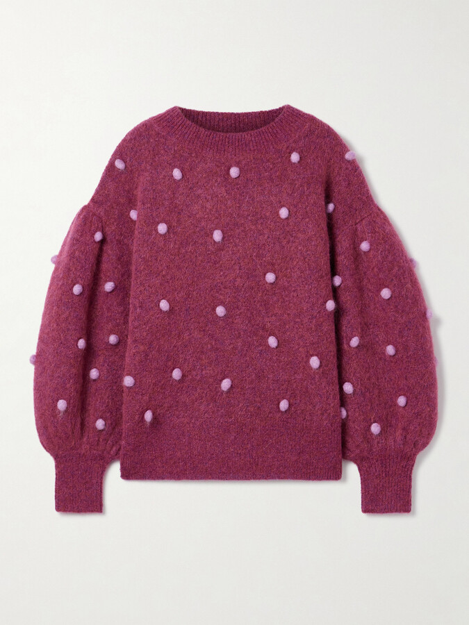 ALÉMAIS ALÉMAIS - Elia Pompom-embellished Knitted Sweater - Purple