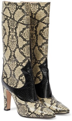 Gucci Python-effect knee-high boots