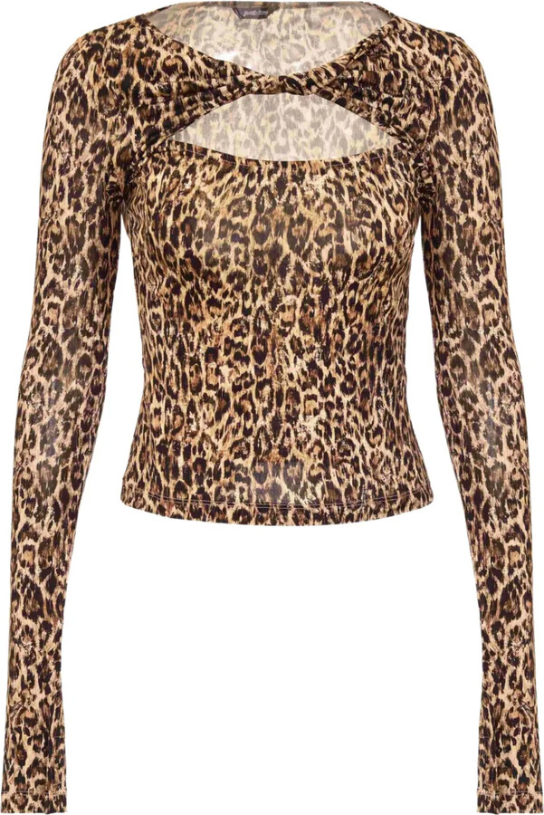 Just Cavalli Leopard-Print Twist-Detail Top