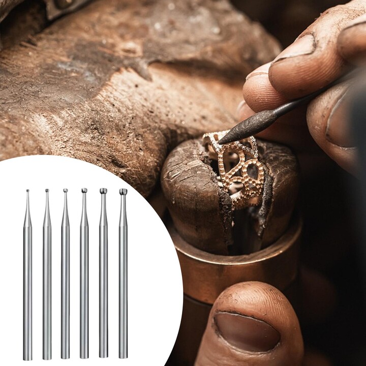 NONE 6Pcs Round Cup Burr Multipurpose Attachment Jewelry Carving Bits Jewelry Burs Easy to Use Portable Accessories Wire Rounder Bits