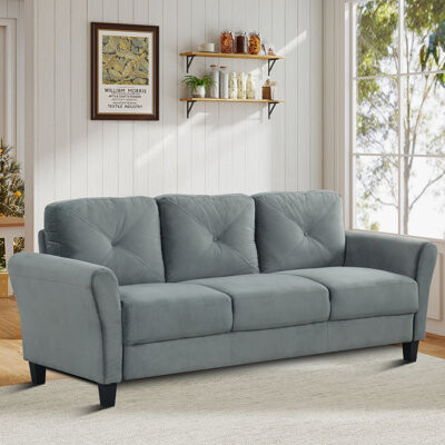 Ebern Designs Modern Upholstered Three-seat Sofa with Velvet fabric for Living Room or Apartment