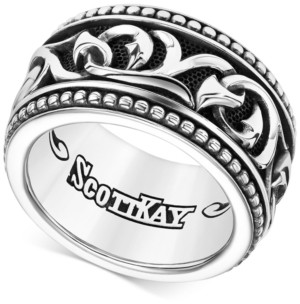 Scott Kay Men's Engraved Band in Sterling Silver