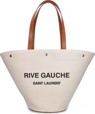Saint Laurent canvas tote bag Black White Leather Cotton ref