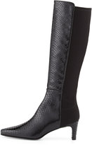 Thumbnail for your product : Stuart Weitzman Halfsome Crystal Snake-Embossed Napa Boot, Black
