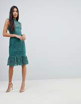 Thumbnail for your product : Paper Dolls Tall High Neck Lace Dress With Peplum Hem