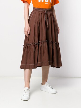 P.A.R.O.S.H. Tiered Midi Skirt