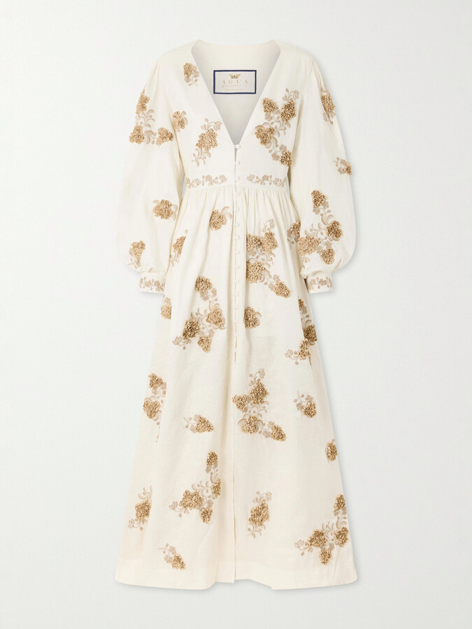 Agua by Agua Bendita Frambuesa Embroidered Cotton Maxi Dress - Multi