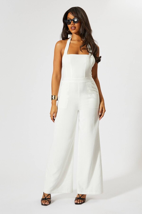 White Halter Jumpsuits For Women ShopStyle UK