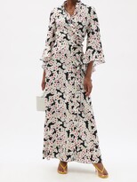 Julie De Libran - Fluted-sleeve Floral-jacquard Silk Wrap Maxi Dress - White Multi