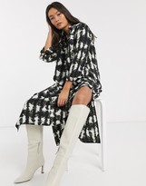 Thumbnail for your product : Topshop midi shirt dress in green print