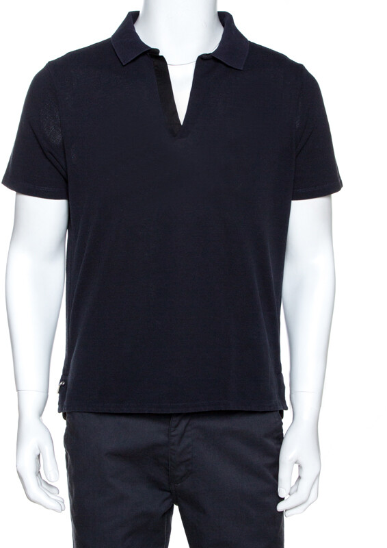 Balenciaga Navy Blue Cotton Pique Polo T Shirt L Shopstyle