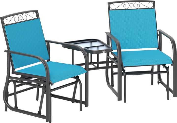 Outsunny 2-Person Outdoor Glider Chair with Table for Garden