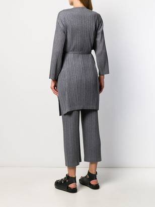 Pleats Please Issey Miyake Belted Pleated Coat