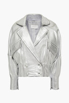 Thumbnail for your product : Zimmermann Sabotage Double-breasted Metallic Textured-leather Biker Jacket