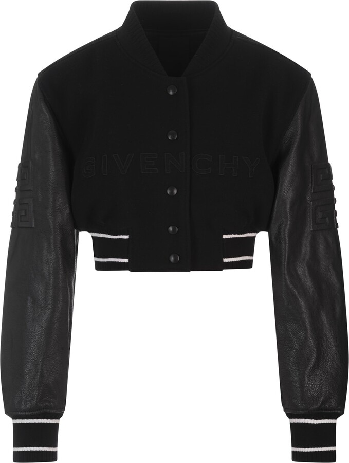 Givenchy 4g Short Bomber Jacket In Black Wool And Leather - ShopStyle