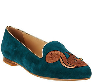 C. Wonder Squirrel Embroidered Suede Loafers - Chelsea