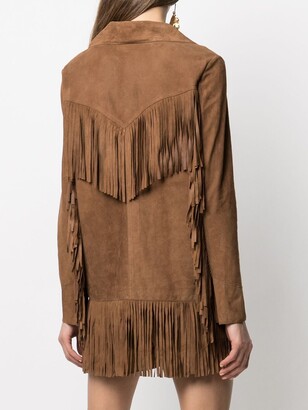 P.A.R.O.S.H. Fringed Suede Button-Up Jacket
