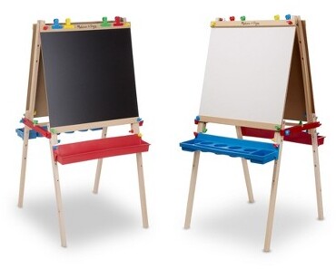 Melissa & Doug Deluxe Standing Art Easel - Dry-Erase Board, Chalkboard, Paper Roller