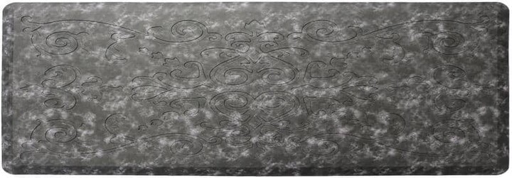 J&V Textiles Cloud Comfort Gray 17 in. x 60 in. Medallion Embossed Anti-Fatigue Mat