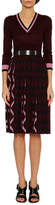 Thumbnail for your product : Bottega Veneta 3/4-Sleeve Pleated-Skirt Wool V-Neck Dress, Multicolor