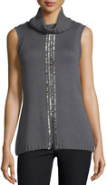 Thumbnail for your product : Ramy Brook Leah Beaded Sleeveless Cowl-Neck Sweater, Gunmetal
