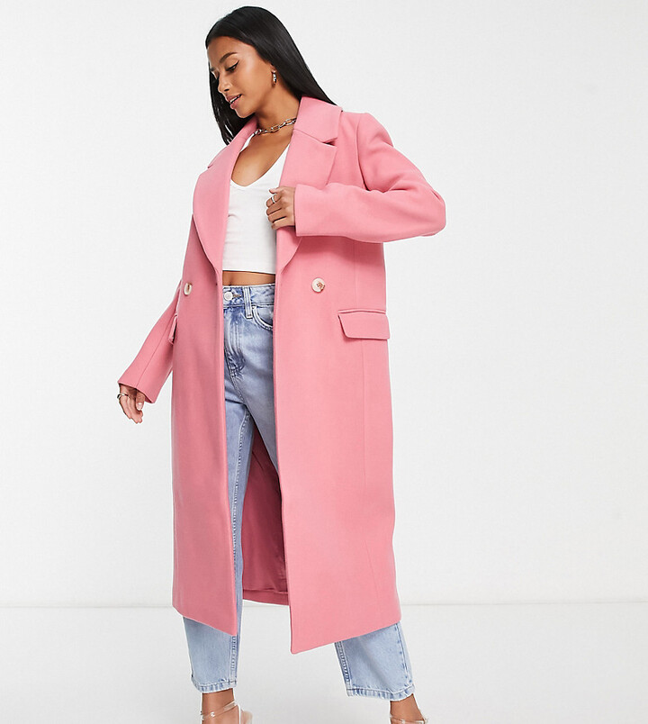 Forever New Petite Ever New Petite oversized coat in pink - ShopStyle