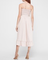 Thumbnail for your product : Express Strapless Smocked Ruffle Wrap Midi Dress