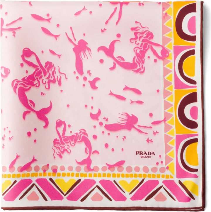 Prada Printed Silk Twill Scarf 55 X 55 Cm