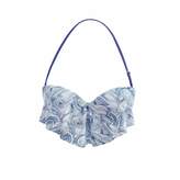 Thumbnail for your product : Seareinas Wave Overlay Bikini Top With Underwire Light Padding & Adjustable Neck Back Straps In Blue Wind Print