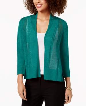 Alfani Petite Mixed-Stitch Open-Front Cardigan, Created for Macy's