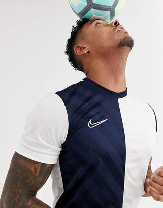 Nike Football academy t-shirt in white and navy all over print