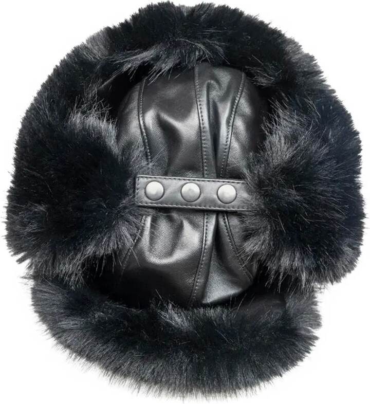 Vaquera Leather Faux Fur-Trimmed Hat
