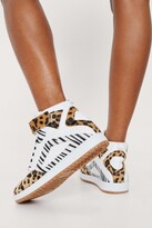 Thumbnail for your product : Nasty Gal Womens Animal Contrast High Top Lace Up Sneakers