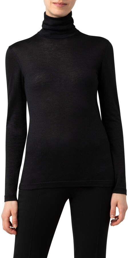 black silk turtleneck blouse