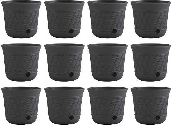 Suncast Suncast14''x12"DecorativeHideawayGardenHoseStoragePot,Gray(12Pack)