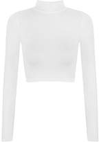 Thumbnail for your product : Womens Turtle Neck Crop Long Sleeve Plain Top-Thin Fabric