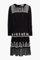 Thumbnail for your product : Velvet by Graham & Spencer Arabella embroidered gathered crepon mini dress