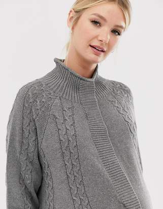 Mama Licious Mamalicious high neck nursing poncho jumper with open front