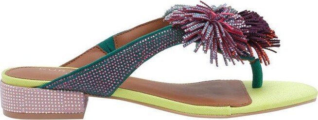 Kurt Geiger Pom Pom T-Bar Flat Sandals