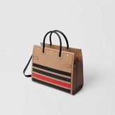 Thumbnail for your product : Burberry Medium Striped Intarsia Leather Two-handle Title Bag